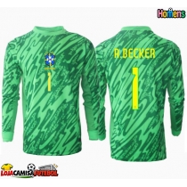 Camisa de Futebol Brasil Alisson Becker #1 Goleiro Equipamento Principal Copa America 2024 Manga Comprida